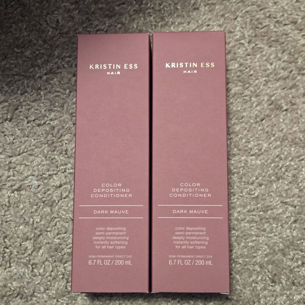 Kristin Ess Color Depositing Conditioner Dark Mauve 2- 6.7 oz Bottles New